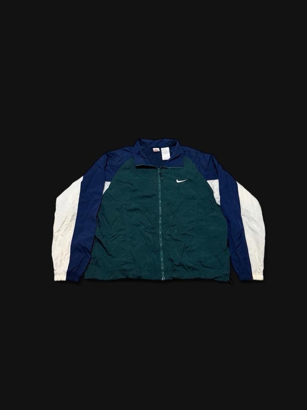Vintage 90s Nike Men's Colorblock Full-Zip Windbreaker Jacket - Green/Navy/White